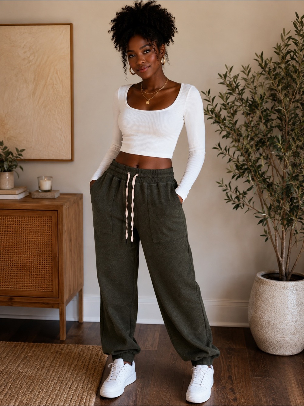 n:PHILANTHROPY Olive Drawstring Fleece Joggers